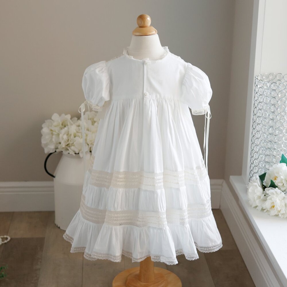 White Heirloom Dress Ivory Vintage Lace Flower Girl Special Occasion LIKE NEW - Picture 7 of 8